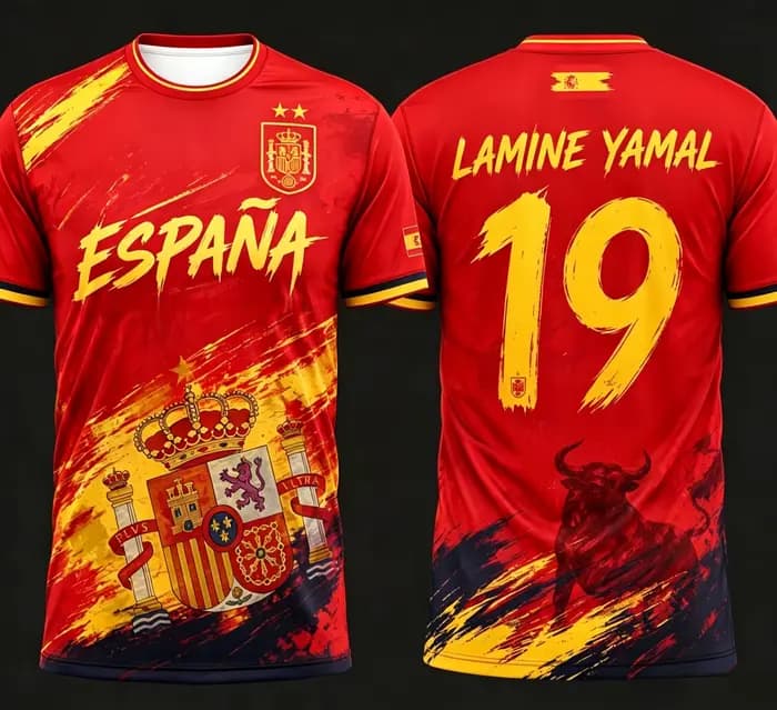 Maillot de football Champion d'Espagne 2026 Two Stars, T-shirt d'entraînement sportif respirant et à séchage rapide pour homme