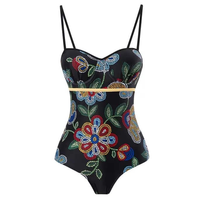 Maillot de bain imprimé une pièce pour femme 2026 avec jupe de plage