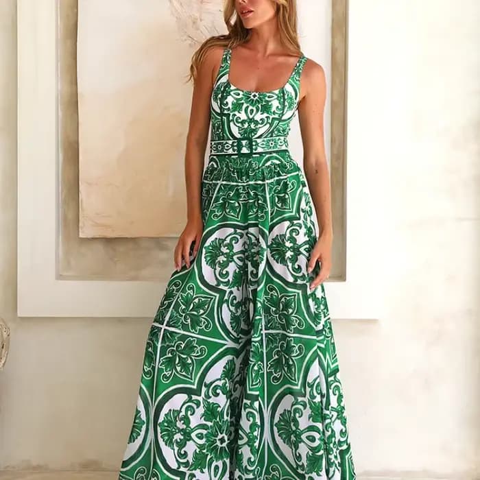 FLAXMAKER Vintage motif imprimé une pièce maillot de bain et pantalon ou jupe femmes