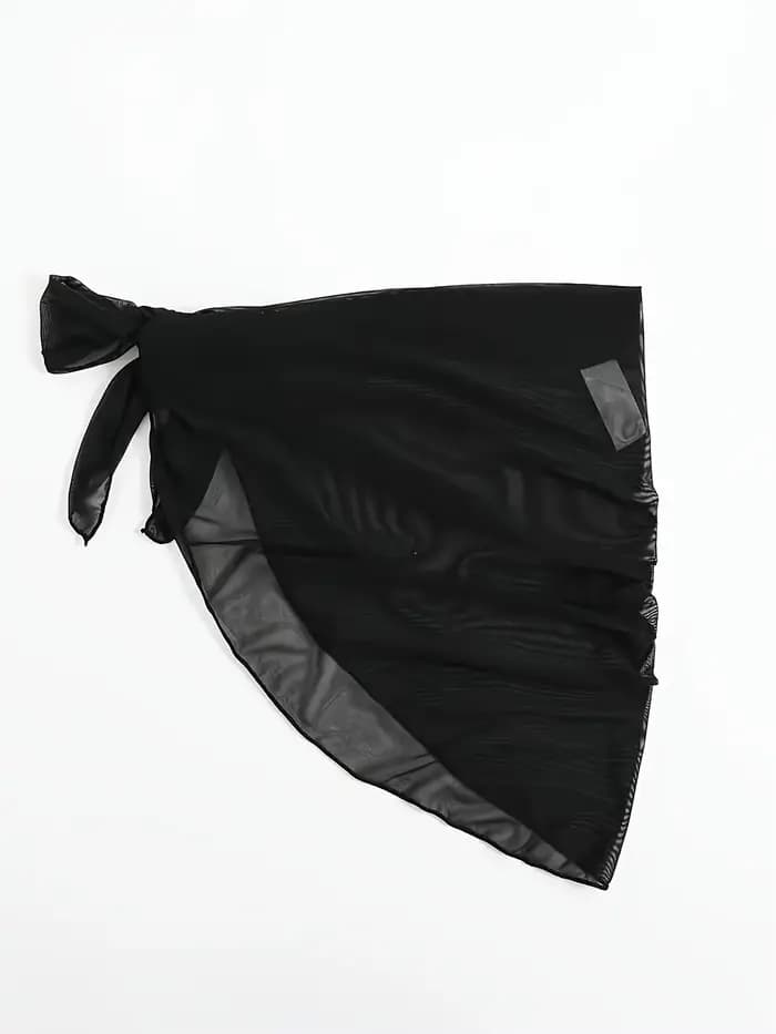 Jupe bikini smockée plage mousseline de soie châle gaze