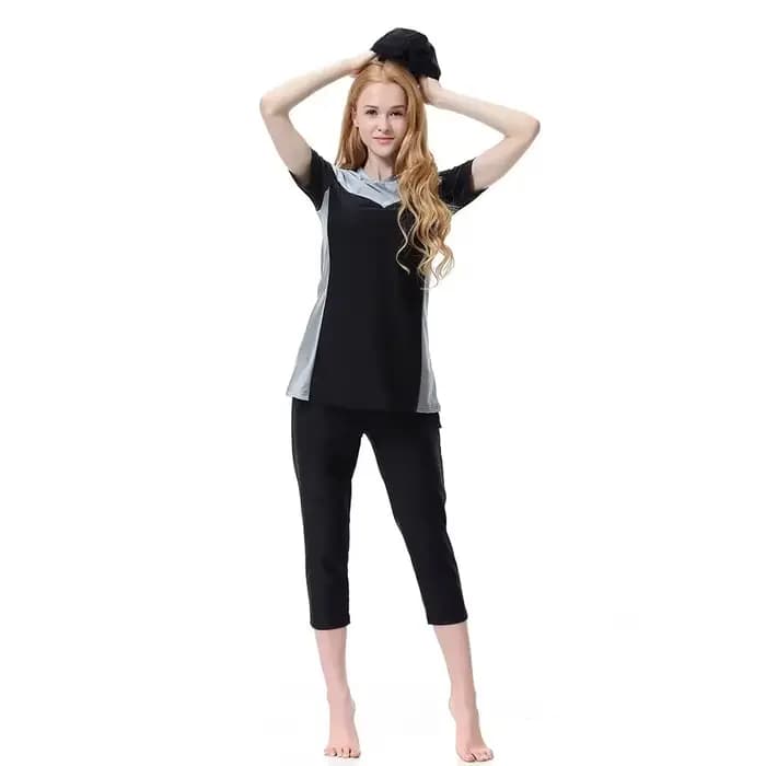 Maillot de bain Burkini islamique pour femme, tenue de natation, voile, modeste, à la mode, ensemble 3 pièces