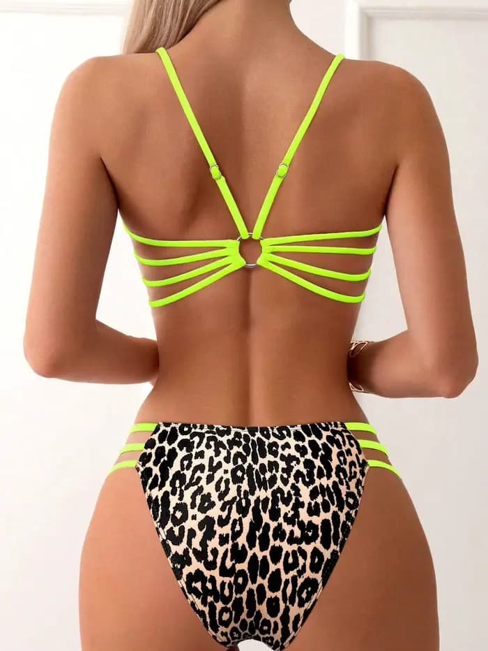 2025 ensemble de Bikini à bretelles maillot de bain Sexy femmes léopard rembourré maillots