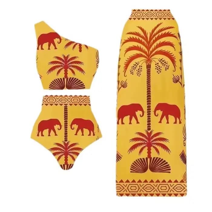 Maillot de bain une pièce imprimé femmes Bikini avec ensemble de plage nouveau une épaule taille haute
