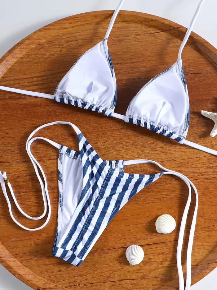 ZRTAK nouveauté Triangle rayé Bikini femmes maillot de bain Micro maillots