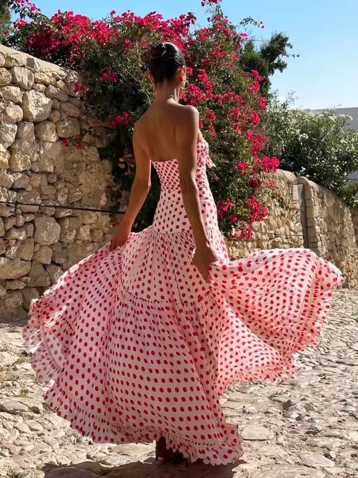 Maillot de bain une pièce imprimé pois pour femmes