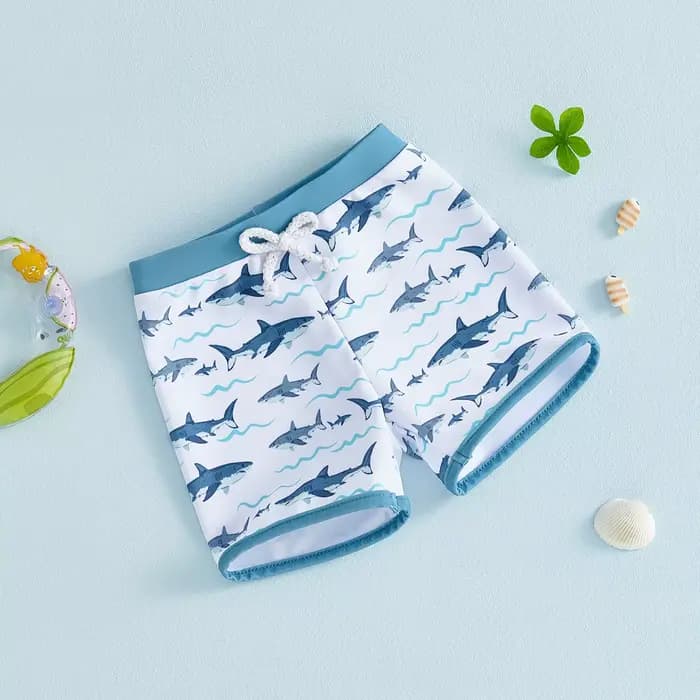 Shorts de bain pour bébés garçons de 0 à 4 ans, imprimé requin, extensibles, à séchage rapide, maillots de bain pour tout-petits, maillots de bain pour enfants
