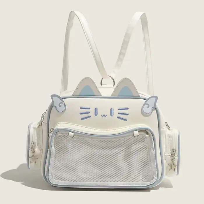 Sacs à dos Y2K Cat Ita pour femmes, sacs à bandoulière en PU, poche transparente pour filles mignonnes, esthétique initiée, coréen, Japon, Kawaii, mode