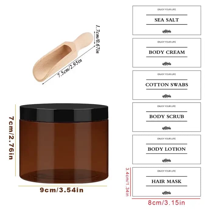 Conteneur de stockage de sel de bain, masque capillaire ambre réutilisable, boîte distributrice de gommage corporel au sel de mer, étui de sel de douche de salle de bains
