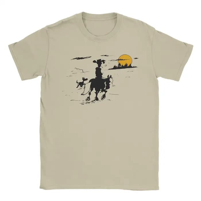 Lucky Luke Jolly Jumper et Rantanplan T-shirts pour hommes en pur coton, T-shirt amusant à col rond, vêtements à manches courtes originaux