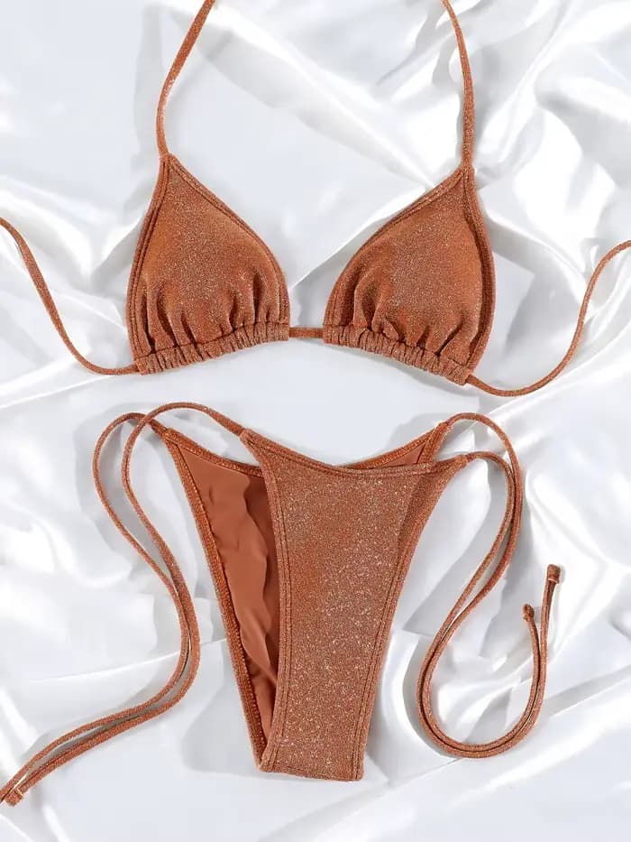 Bikinis brillants bordés maillot de bain avec cravates 2025 Biquinis maillots