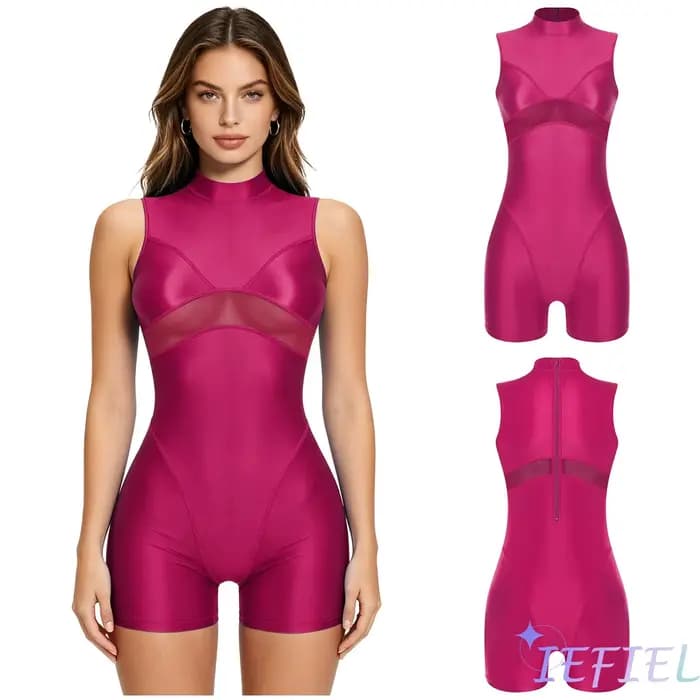 Combinaison de natation brillante effet huile pour femme