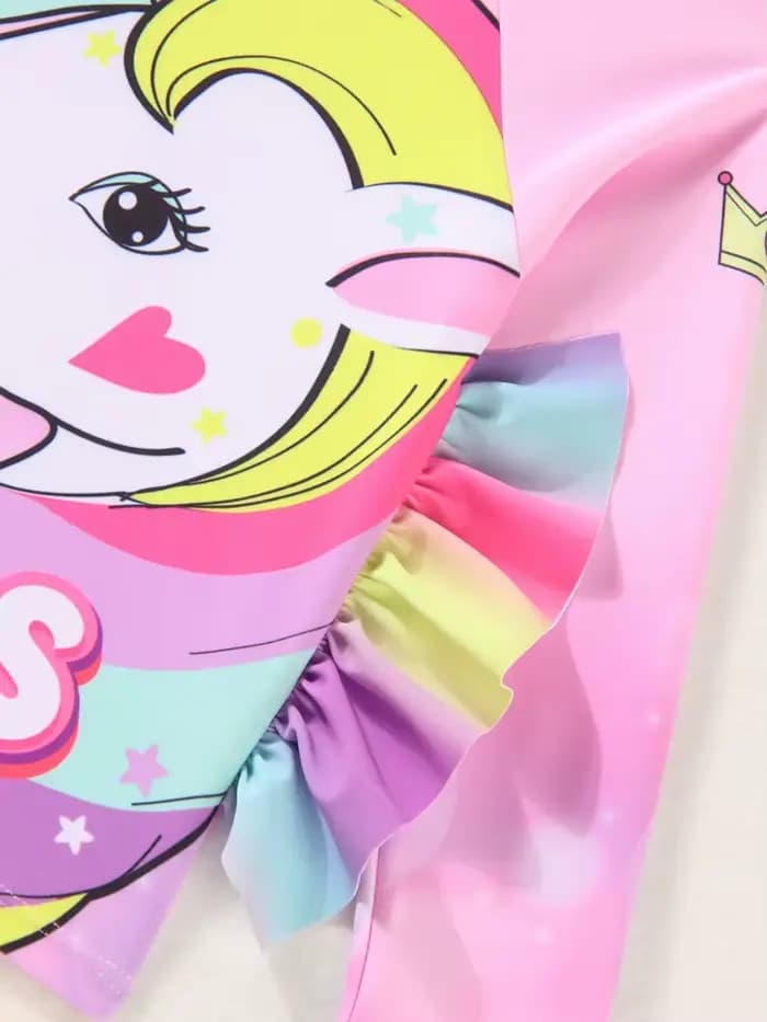 Filles enfants maillot de bain 2026 nouveau rose dessin animé manches longues maillots