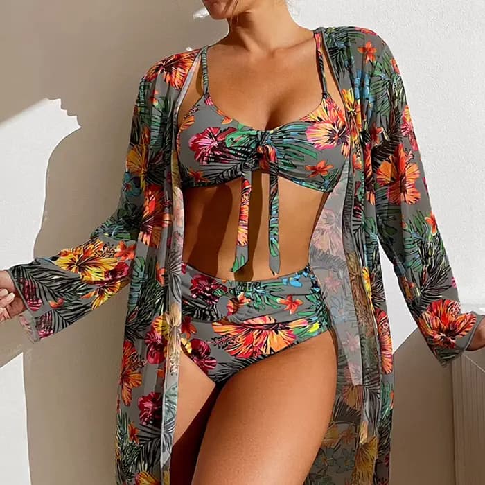 Maillot de bain en maille à imprimé floral pour femmes