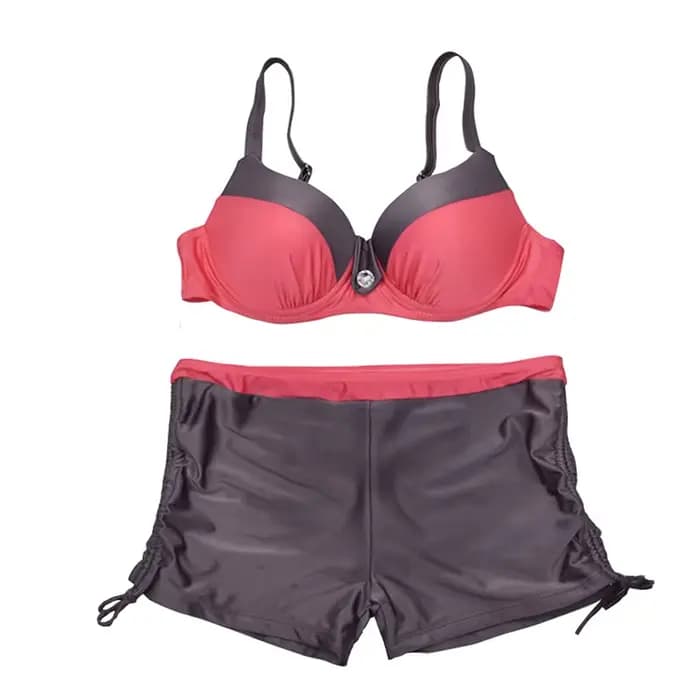 Maillot de bain rouge pour femmes, ensemble deux pièces, soutien-gorge push up, rembourré, bretelles réglables, bordées, sexy, noir, pour la plage, été, 2023