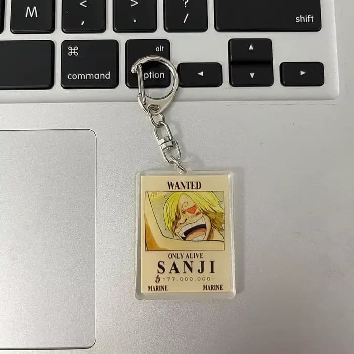 Porte-clés en acrylique One Piece, motif affiche de recherche de récompense, style dessin animé mignon, pendentif pour sac à dos d'étudiant, marchandise d'anime en gros