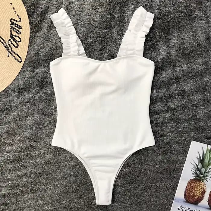 Maillot de bain une pièce Sexy pour femmes, à volants, oreilles en bois, Push Up, Monokini, vêtements de plage, nouvelle collection, 2025