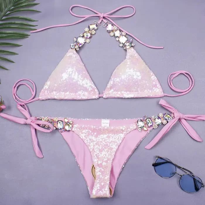 Maillot de bain à paillettes avec biscuits pour femmes