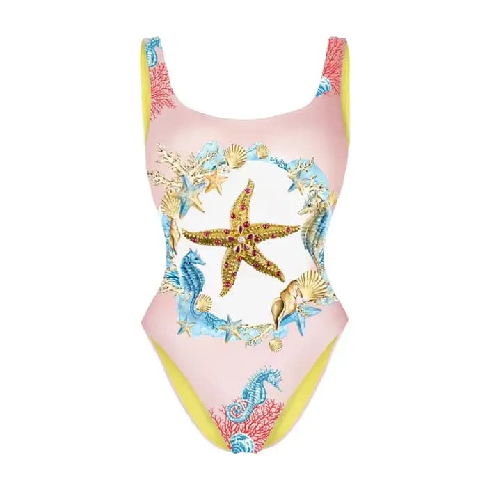 Nouveau maillot de bain une pièce 2024 imprimé étoile de mer dos nu pour femme – Collection mondiale de maillots