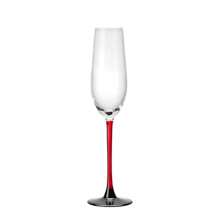 Verres à champagne de luxe légers de style français, gobelet en verre de grande valeur, verre à vin mousseux de Rotterdam, tige rouge, outils de fête standardisés