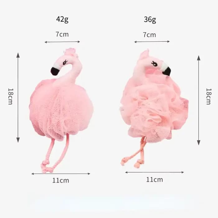 Éponges de bain flamant rose pour enfants, Loofah, Pouf de bain en maille, jouet Animal, éponge de bain colorée, boules d'épurateur de corps, maille de douche pour enfants