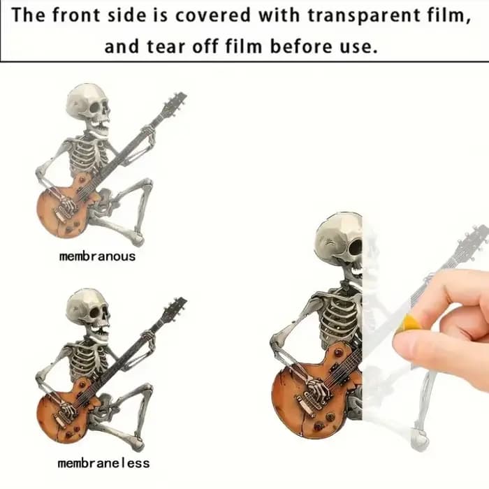 Décoration de voiture créative 2D style rock avec crâne et guitare, petite pièce décorative personnalisée pour voiture