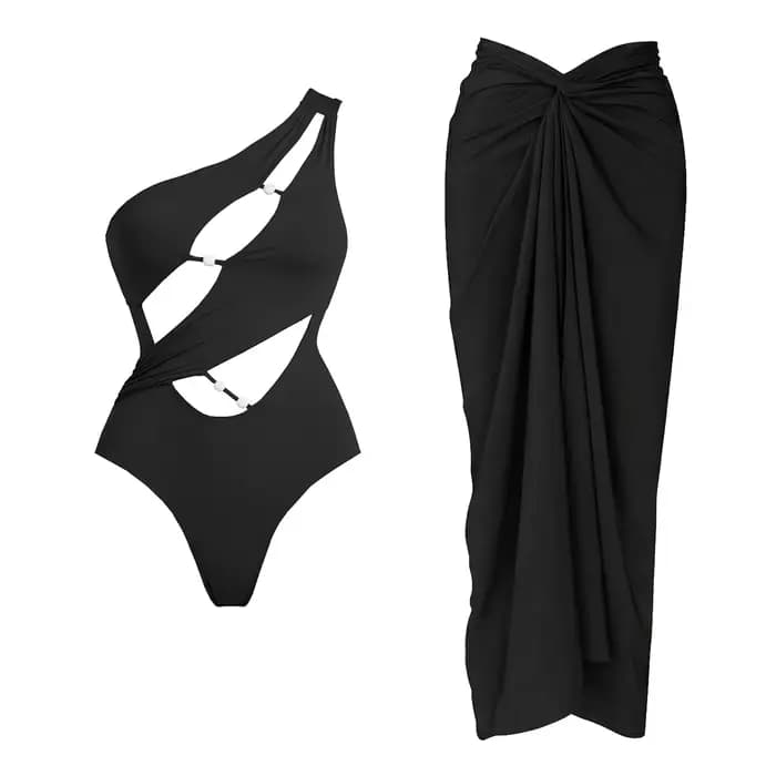 Maillot de bain 2 pièces asymétrique pour femme