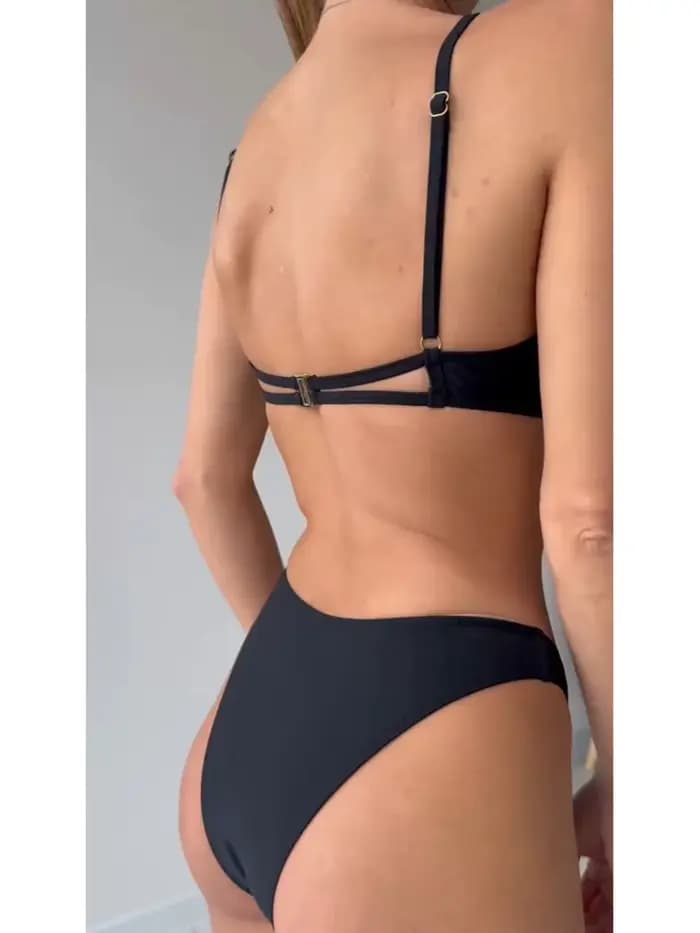 Maillot de bain deux pièces à col haut et armatures pour femme, ensemble bikini brésilien rembourré, maillot de bain V7514
