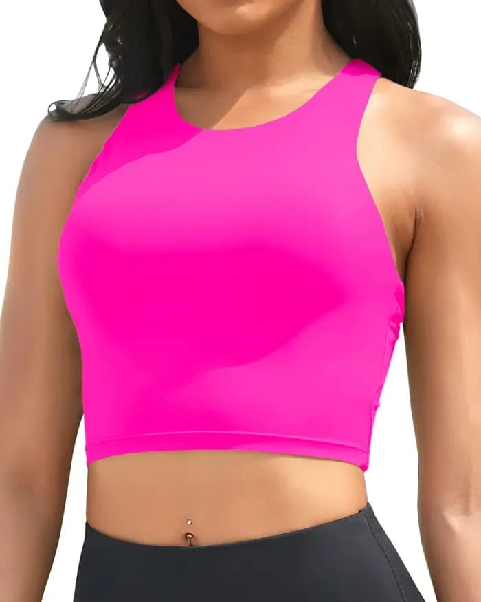 2026 Haut de maillot de bain sportif rembourré pour femme, uni