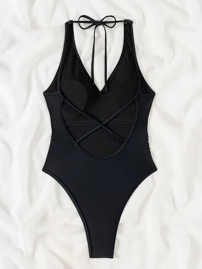Maillot de bain une pièce pour femme à paillettes brillantes