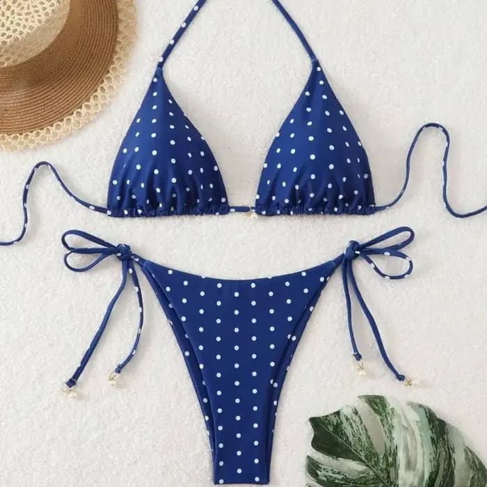 Nouveau Maillot de Bain 2 Pièces à Pois 2026 pour Femme – Ensemble Bikini Sexy Noir et Blanc Style Américain – Maillot de Plage
