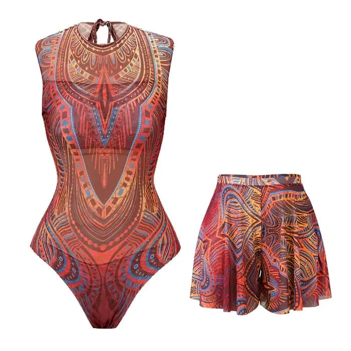 Maillot de bain en maille avec pantalons longs et robe de bain
