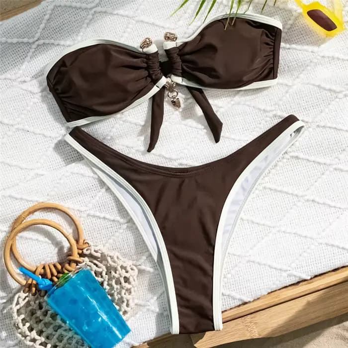 Ensembles de bikinis bandeau marron 2026