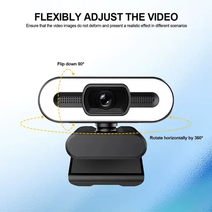 Webcam Full HD 1080P 2K 4K avec Microphone PC portable Webcam à mise au point automatique Streaming en direct diffusion en direct et Webcams lumineuses flexibles
