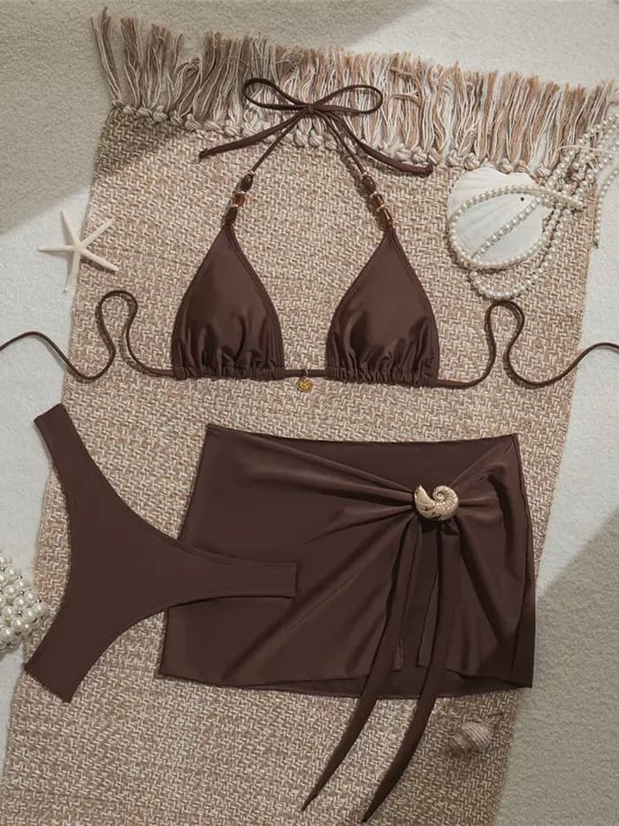 Ensemble de bikini trois pièces pour femme