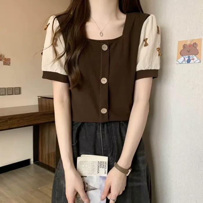 T-shirt à manches courtes avec nœud épissé pour femmes, haut Slim, nouveau Design