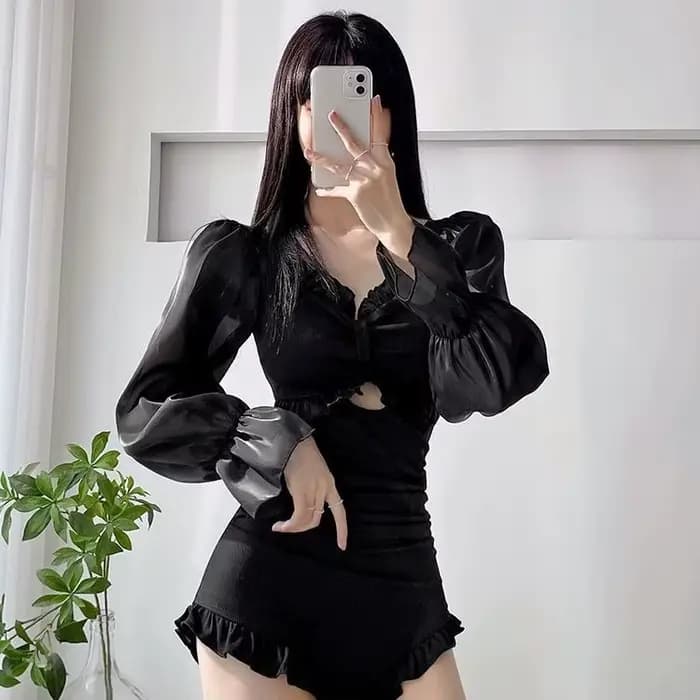 Nouveau maillot de bain à manches longues pour femmes minceur et trempage conservateur dans les sources chaudes une
