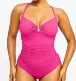 Maillot de bain une pièce pour femme grande taille, amincissant, froncé, effet ventre plat, modeste et conservateur, pour spa
