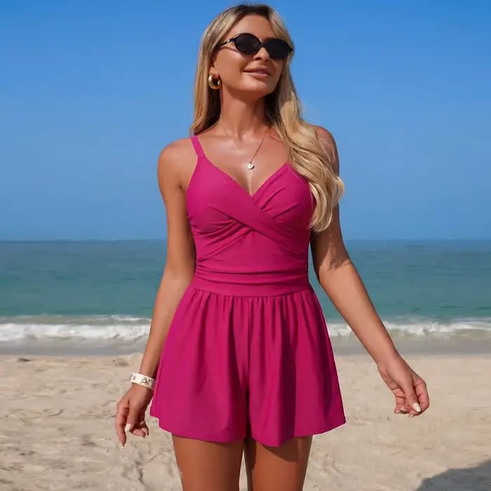 Maillot de bain une pièce pour femmes, couleur unie, Sport, plage, vêtements de plage, 2026
