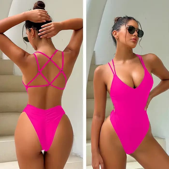 Maillot de bain rembourré sexy dos nu une pièce pour femme 2026 - Maio Biquini Mujer Trikini Badpak Dames Bikini