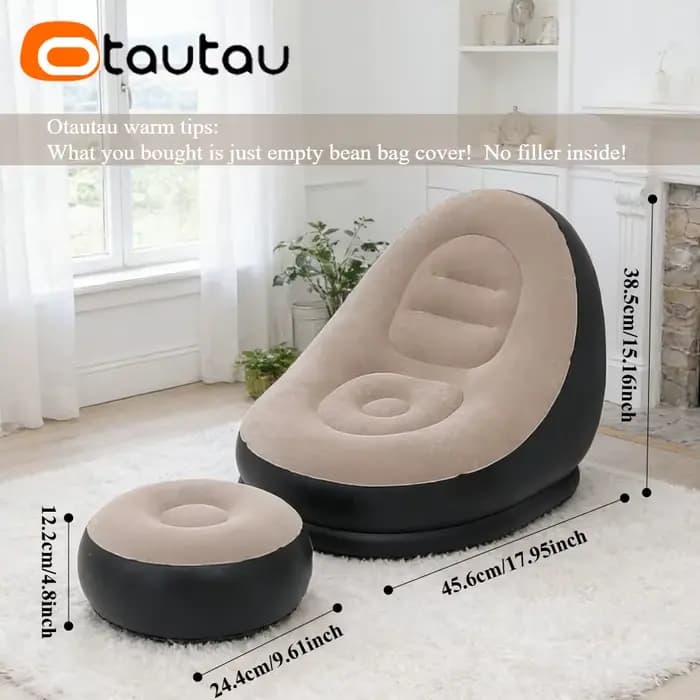 OTAUTAU Chaise Longue Gonflable Extérieure Siège Inclinable Piscine Jardin Plage Portable Canapé de Camping Chaise de Jardin Pouf SF029