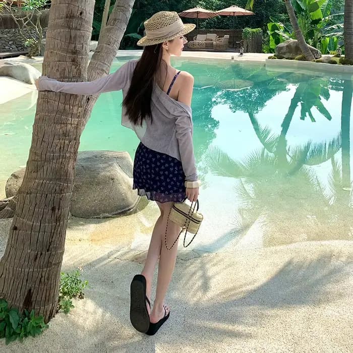 Nouveau maillot de bain une pièce pour femme à manches longues