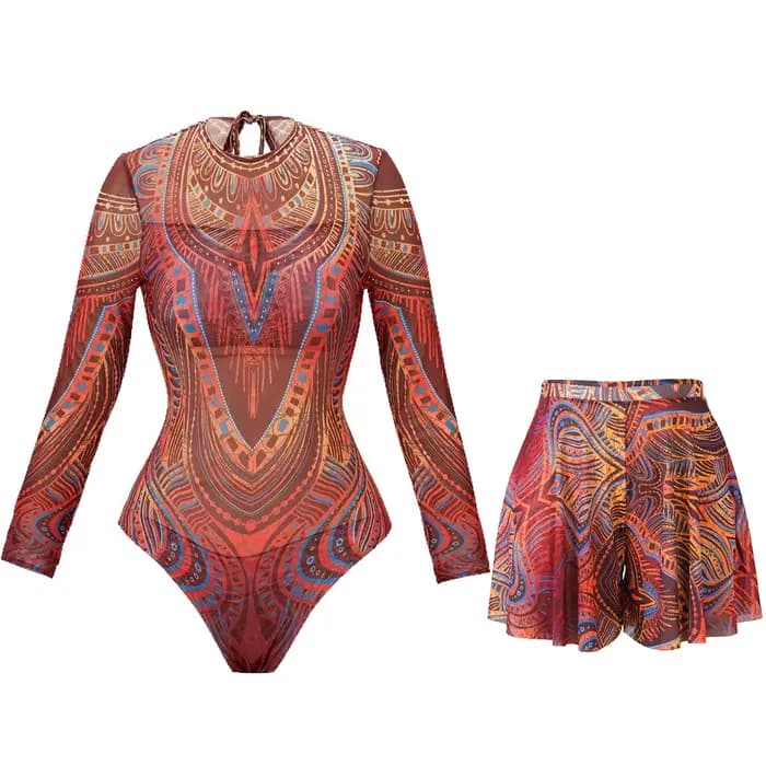 Maillot de bain en maille avec pantalons longs et robe de bain
