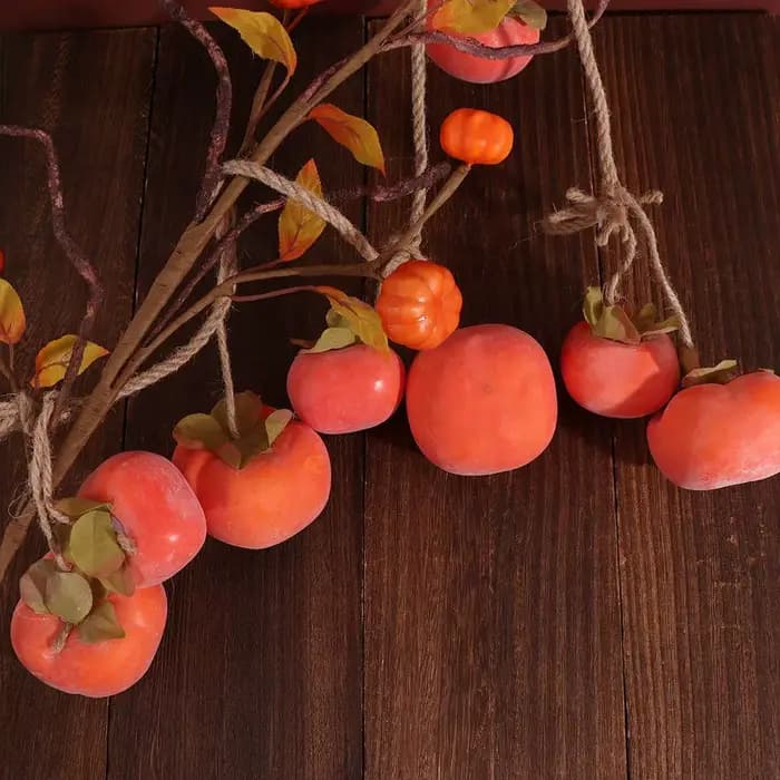 8 fruits de Simulation de kaki, 80cm, Orange, artificiel, tenture murale, pendentif en plastique, décoration de plafond