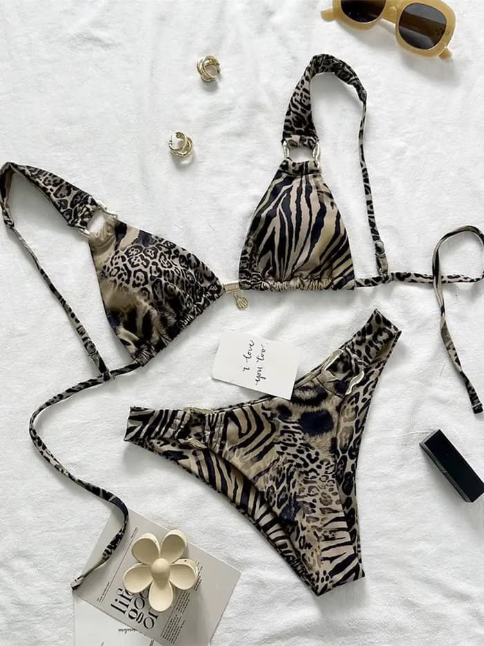 Maillot de bain bikini brésilien léopard pour femme