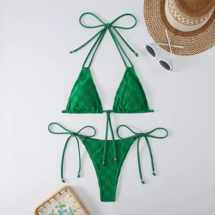 Nouveau Style Bikinis ensemble Sexy solide Plaid Bikini maillot de bain Push Up