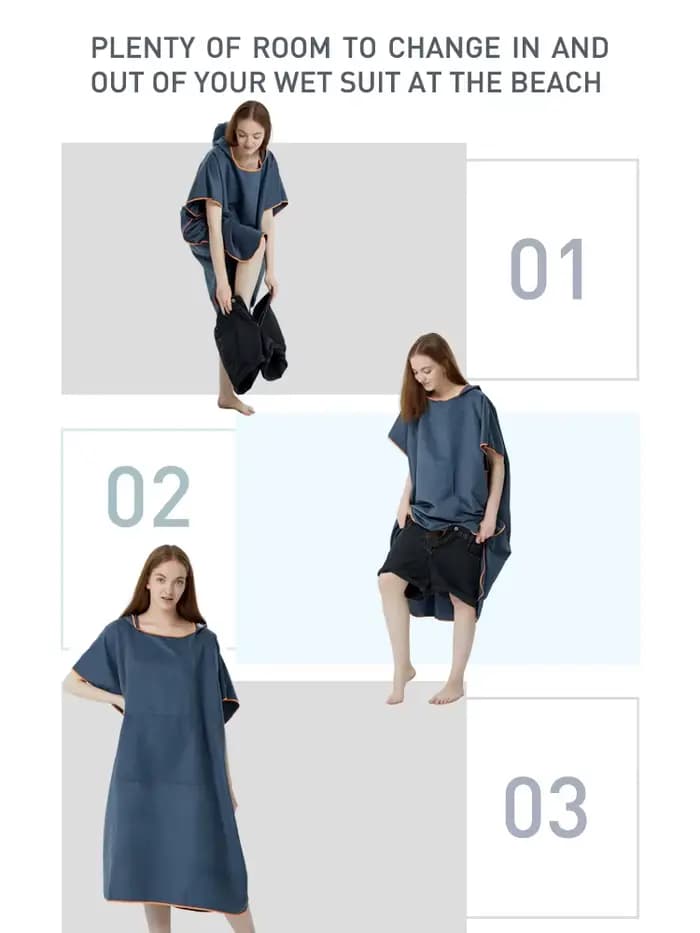 Poncho de plage en microcarence à séchage rapide pour adultes