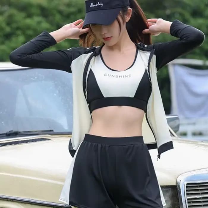 Maillot de bain femmes été fendu conservateur plongée en apnée crème solaire à manches longues pantalon cinq pièces