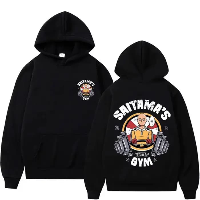 Anime One Punch Man Saitama Saitama's Gym drôle Meme sweat à capuche hommes femmes décontracté polaire sweat à capuche en coton hommes surdimensionné sweat