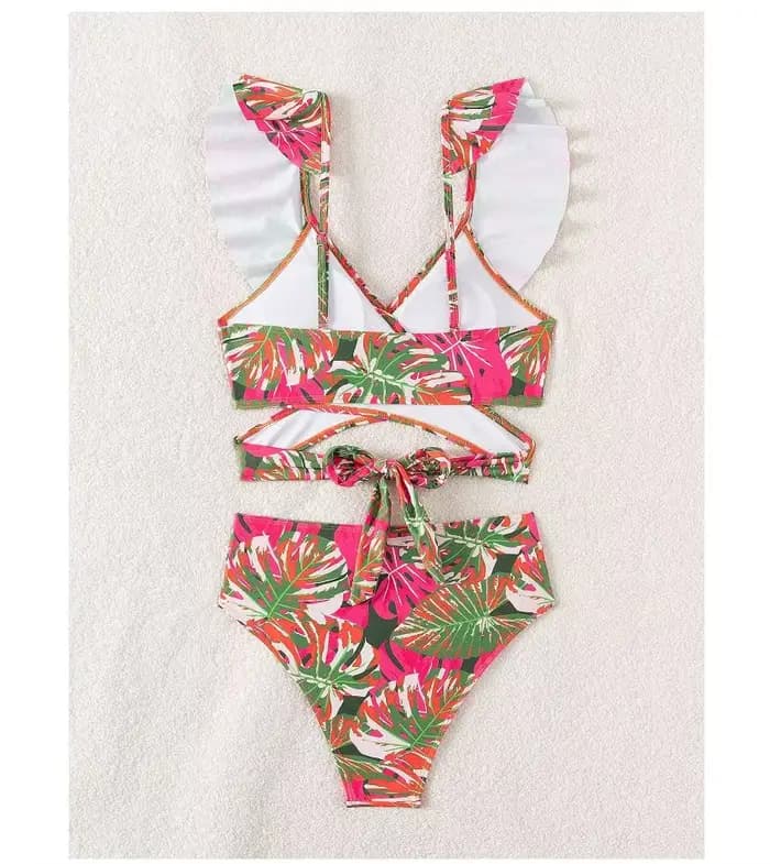 Cikini été maillot de bain pour femmes imprimé Tropical à volants garniture été plage Bikini ensemble été maillot de plage maillot de bain maillot de bain