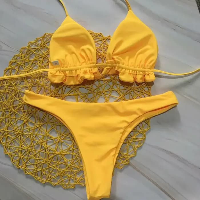 Été brésilien Bikini ensemble femmes Sexy haut bandeau string bas 2 pièces